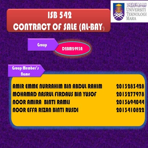 CONTRACT OF SALE (Al-Bay')