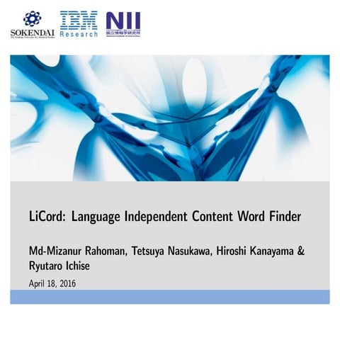 LiCord: Language Independent Content Word Finder