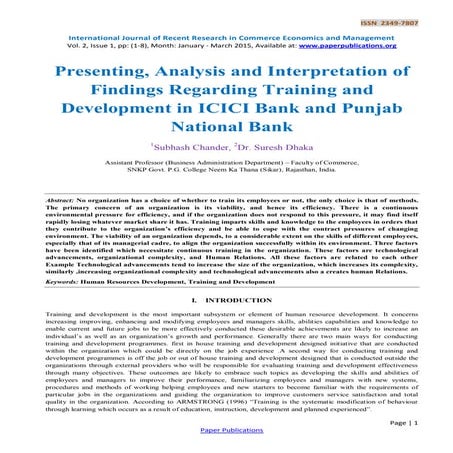 Presenting, Analysis and Interpretation of Findings Regarding Training and De...