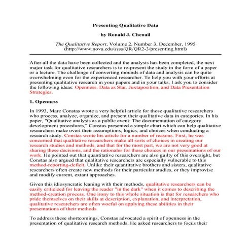 Presenting qualitative data