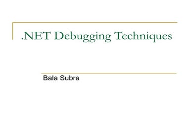 .Net Debugging Techniques