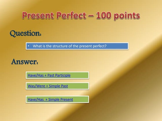 Present perfect vs past perfect – 100 points | PPTX