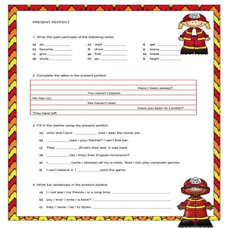 Present perfect 2013