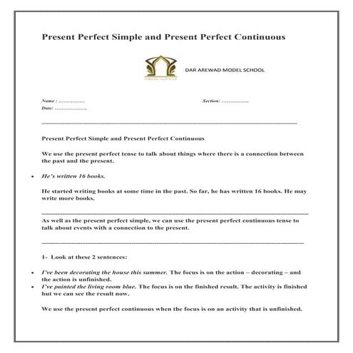 Present perfect and present perfect continuous