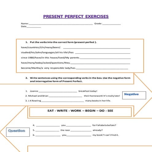 Present perfect exercises 