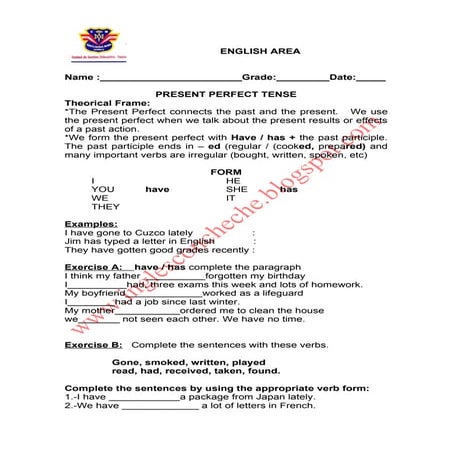 PRESENT PERFECT TENSE