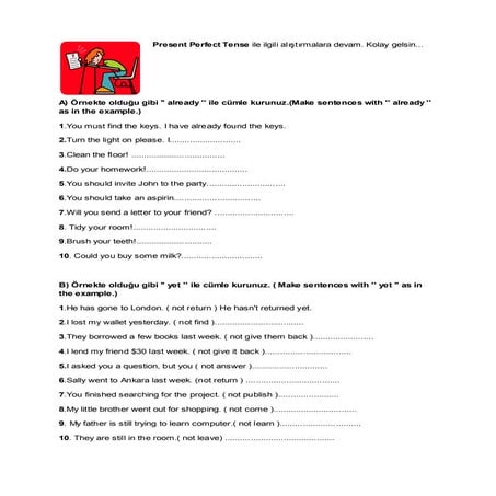 Present perfect tense alıştırma 4