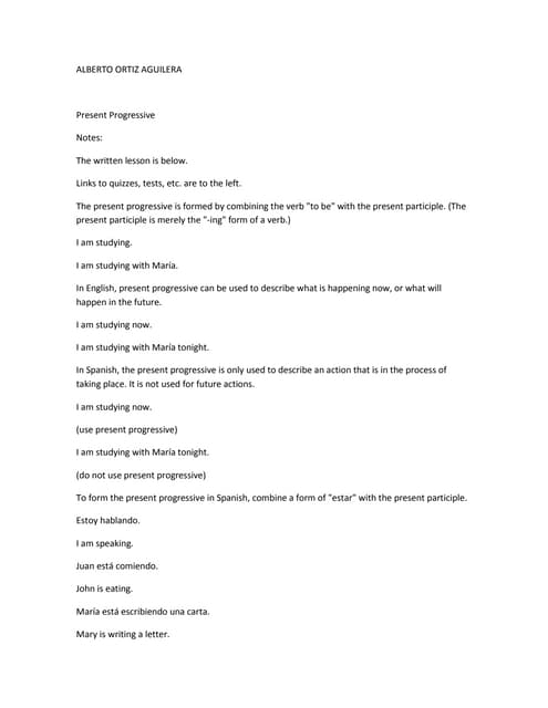 Present Progressive in Spanish | PPT