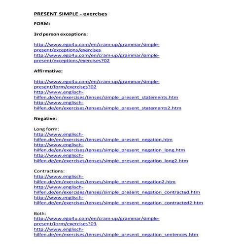 Present Simple Exercises