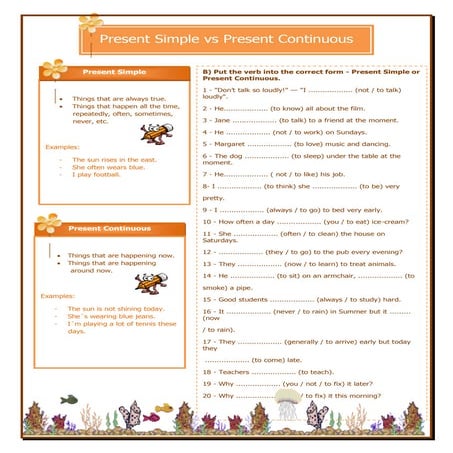 Present simple vs-continuous-kids