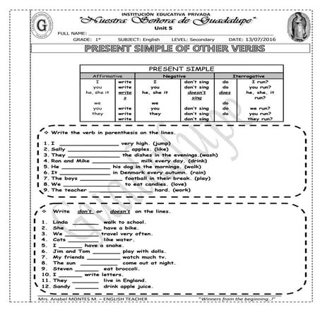 Present simple 1 ero