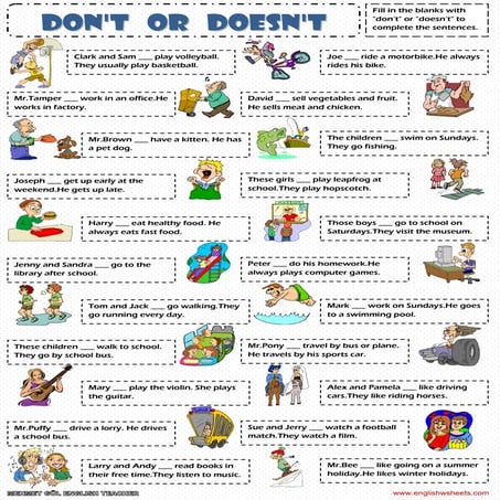 Present simple tense dont or doesnt