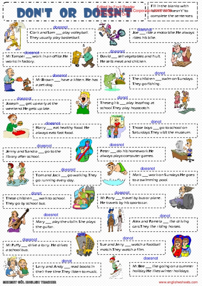 Present Simple Tense Dont Or Doesnt