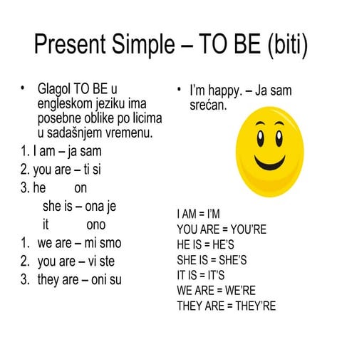 Present simple – to be (biti)
