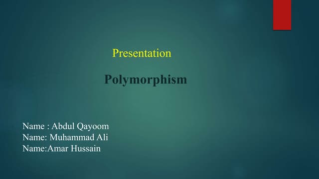 Presentstion polymorphism opp Java muet u