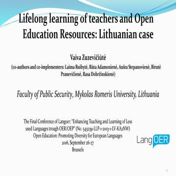 OER In practice - Lifelong learning of teachers and Open Education Resources:...