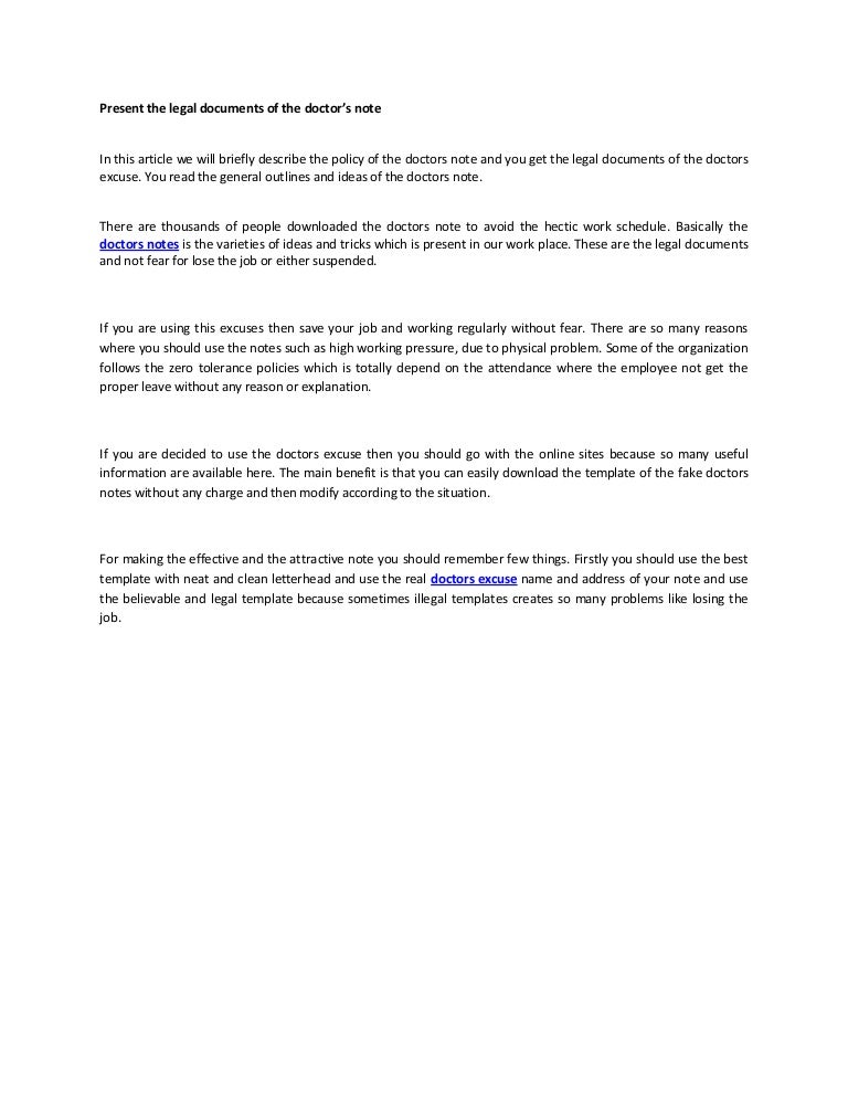 present the legal documents of the doctors note how to get a doctors note without going