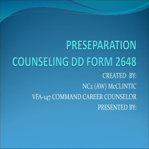 Preseparation counseling dd form 2648