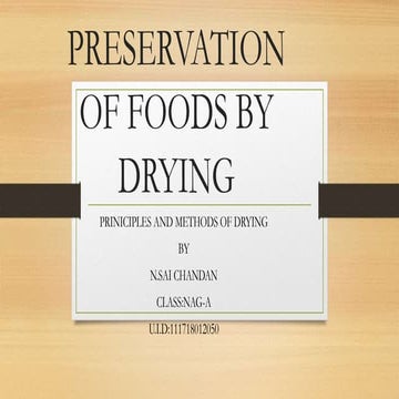 Preservation by drying