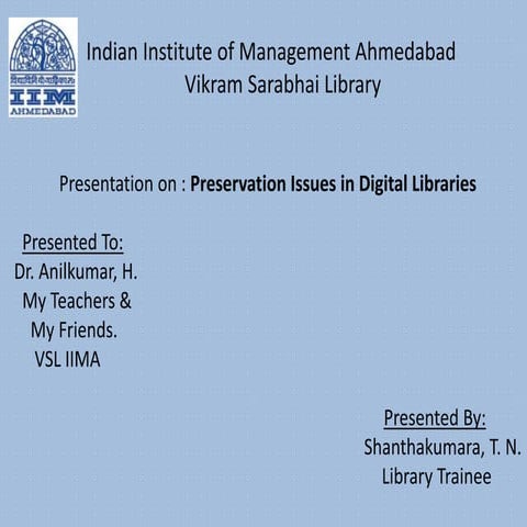 Preservation issues in digital libraries | PPTX