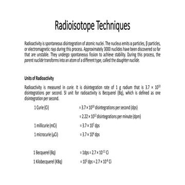 Presesntation radioisotopes techniques