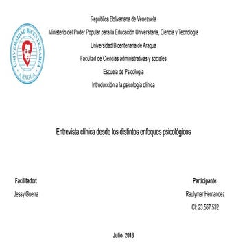 Cuadro comparativo de la entrevista clínica desde los distintos enfoques psic...