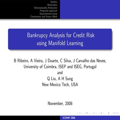 Manifold learning for credit risk assessment 