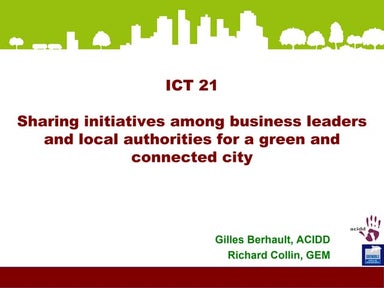 Green and Connected Cities - ICT 2008 Networking session