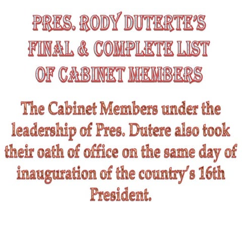 President duterte's cabinet members 2016