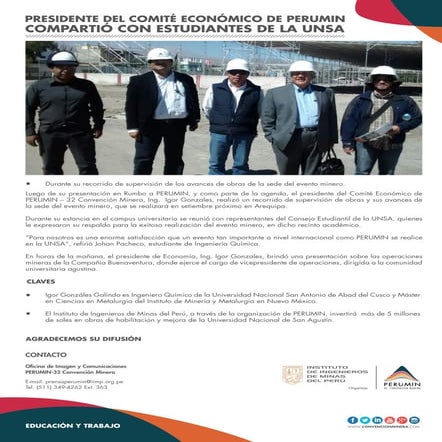 Presidente del Comité Económico de PERUMIN compartió con estudiantes de la UNSA