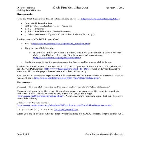 Toastmasters secretary training feb 2019 | PPTX