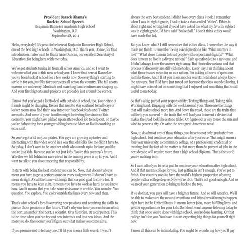 Presidential Back-to-School Speech 2011