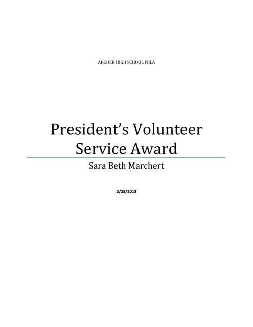 President's volunteer service report