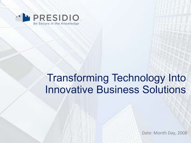 Presidio Networked Solutions Sales Presentation Ns Ppt 1108
