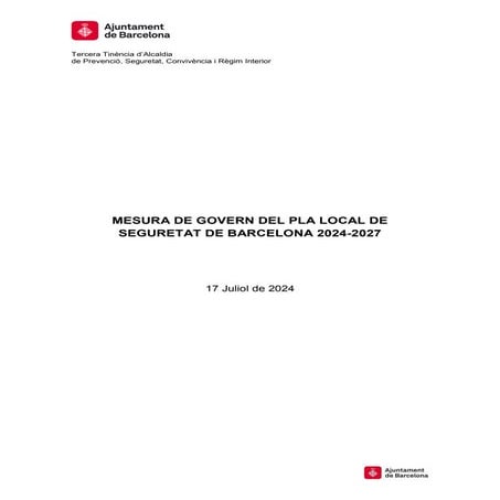 Pla Local de Seguretat de Barcelona 2024-2027