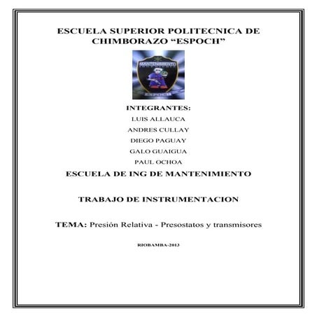 Presión relativa   presostatos y transmisores instrumentacion