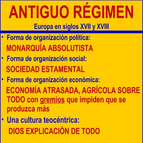 Antiguo Régimen, revoluciones, liberalismo, nueva sociedad de clases,imperial...