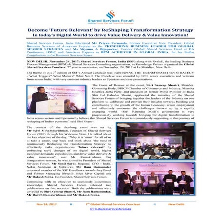 Become ‘Future Relevant’ by ReShaping Transformation Strategy in today’s Digital World to drive Value Delivery & Value Innovation!