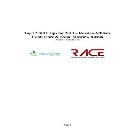 Press top 12 seo tips for 2103 v3.1 - race conference - moscow russia 11-12 -...