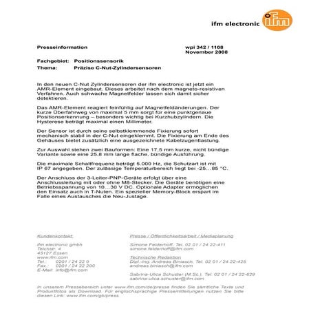 Praezise C-Nut-Zylindersensoren