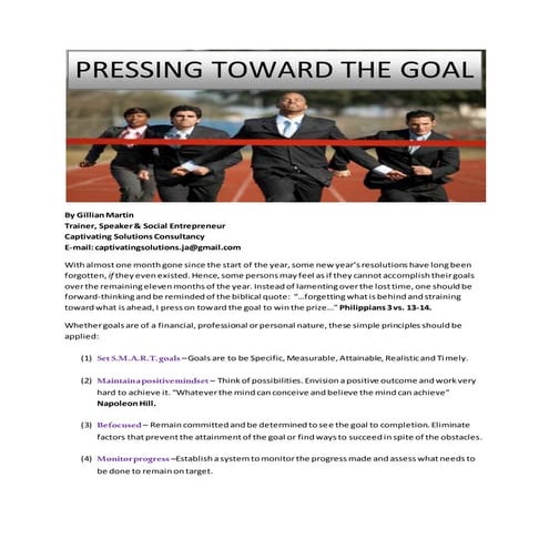 Pressing Toward the Goal