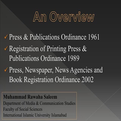 Press Ordinances in Pakistan