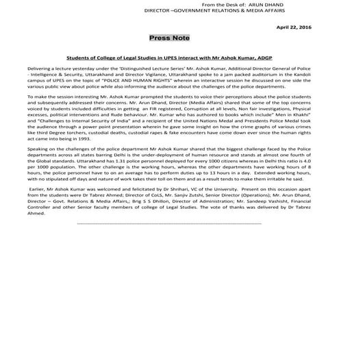 A guest lecture at the College of Legal Studies, UPES 