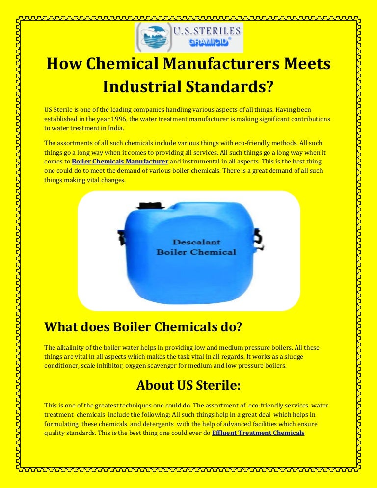 How Chemical Manufacturers Meets Industrial Standards?