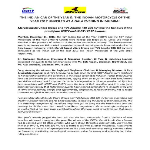 ICOTY IMOTY 2017 - Results