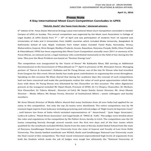 4 Day International Moot Court Competition 2016