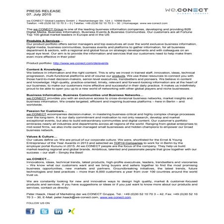 Press release - we conect