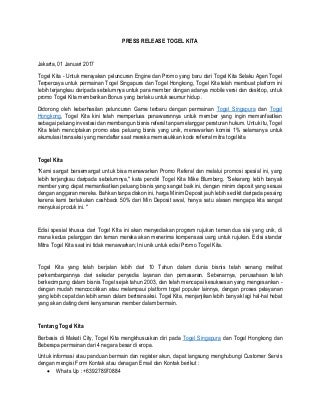 Press release agen togel togel kita togel singapura