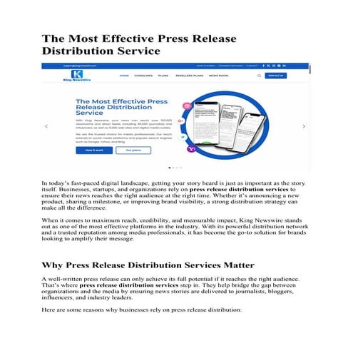 The Most Effective Press Release Distribution Service | PDF