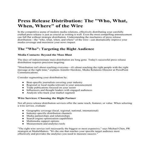 Press Release Distribution_ The _Who, What, When, Where_ of the Wire | DOCX